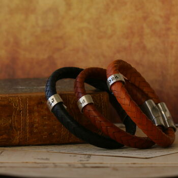 Personalised Classic Silver And Leather Bracelet, 5 of 12