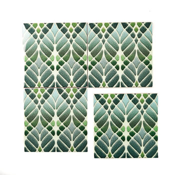 Art Nouveau Green Tile Handprinted Ceramic, 4 of 11