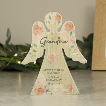 Personalised Memorial Wooden Angel Ornament, 3 of 4