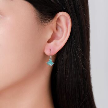 Enamel Ivy Leaf Drop Hook Earrings In Sterling Silver, 3 of 11