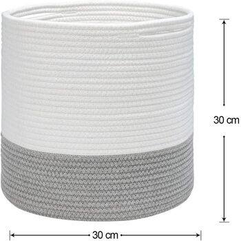 Cotton Rope Planter Basket Indoor White Grey 30x30cm, 2 of 4