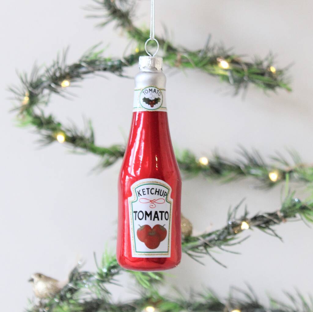 Glass Ketchup Bottle Christmas Decoration, 1 of 2