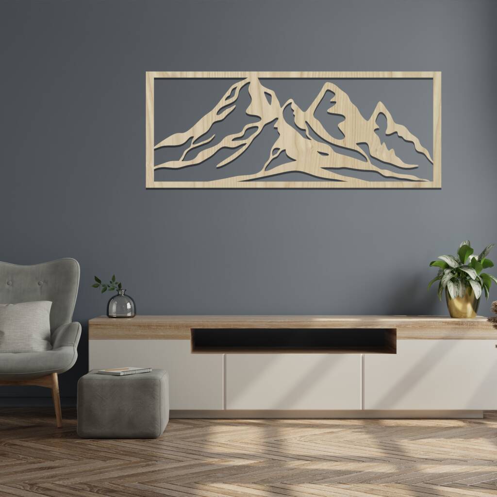 Mountain Range Wooden Art Landscape Wall Art Decor By Duke Craft