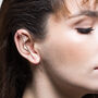 White Topaz Rose/Gold Plated Silver Triangle Ear Cuffs, thumbnail 1 of 9
