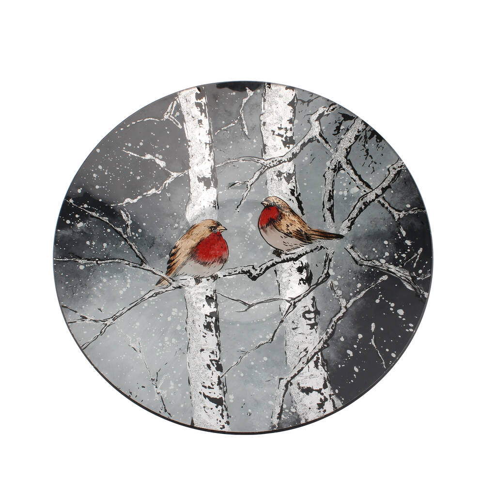Glass Bowl With Painted Christmas Robin Design, 1 of 2