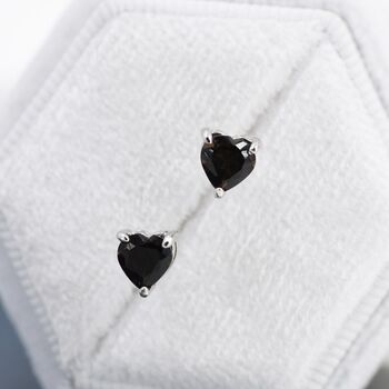 Genuine Smoky Quartz Crystal Heart Stud Earrings, 6 of 10