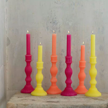 Candlestick Shaped Candle Bright Coral, 3 of 4