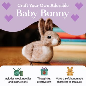 Baby Bunny Needle Felting Craft Kit, 2 of 10