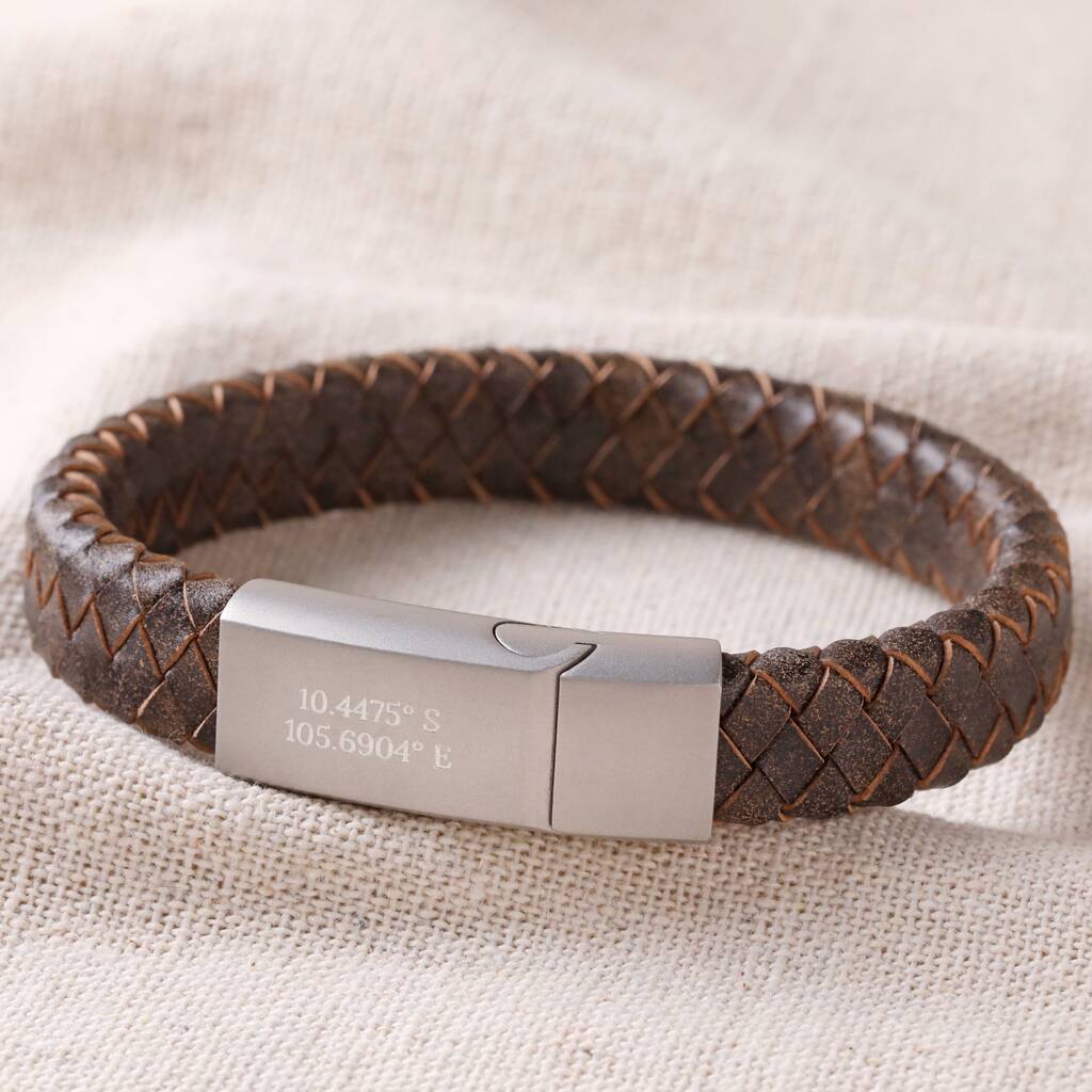 Men's Personalised Woven Leather Bracelet By Lisa Angel ...