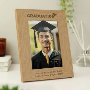 Personalised Graduation Oak Finish Photo Frame, 2 of 3