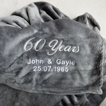 Personalised Diamond Anniversary 60 Years Married Blanket, 2 of 3