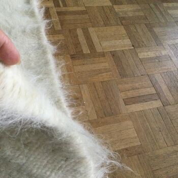 Fluffy White Rug Blanket Scandi Style Hand Loom, 6 of 7