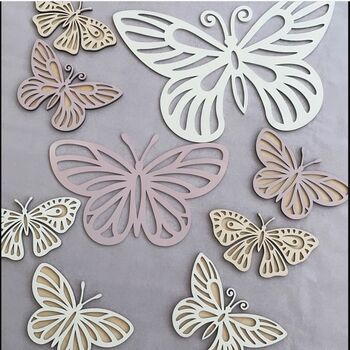 Three Double Layered Wooden Butterflies Wall Deco, 3 of 5