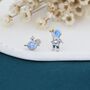 Mismatched Astronaut And Planet Stud Earrings In Sterling Silver, thumbnail 5 of 10