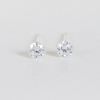 Mini Sterling Silver Simple Cz Stud Earrings, 3 of 11