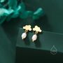 Sterling Silver Dainty Cloud And Natural Pearl Raindrop Stud Earrings, thumbnail 4 of 11