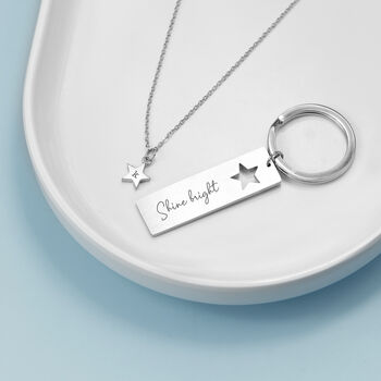Personalised Lucky Star Necklace And Keyring Set, 3 of 5