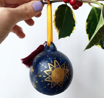 Celestial Hand Painted Ceramic Bauble, 4 of 9