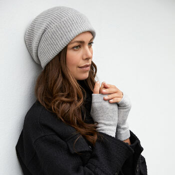 Cashmere Ribbed Beanie And Wrist Warmer Set, 2 of 6