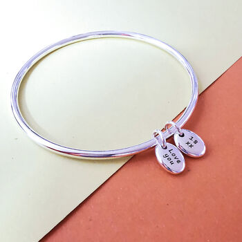 Personalised Solid Silver Pebble Bangle, 5 of 10