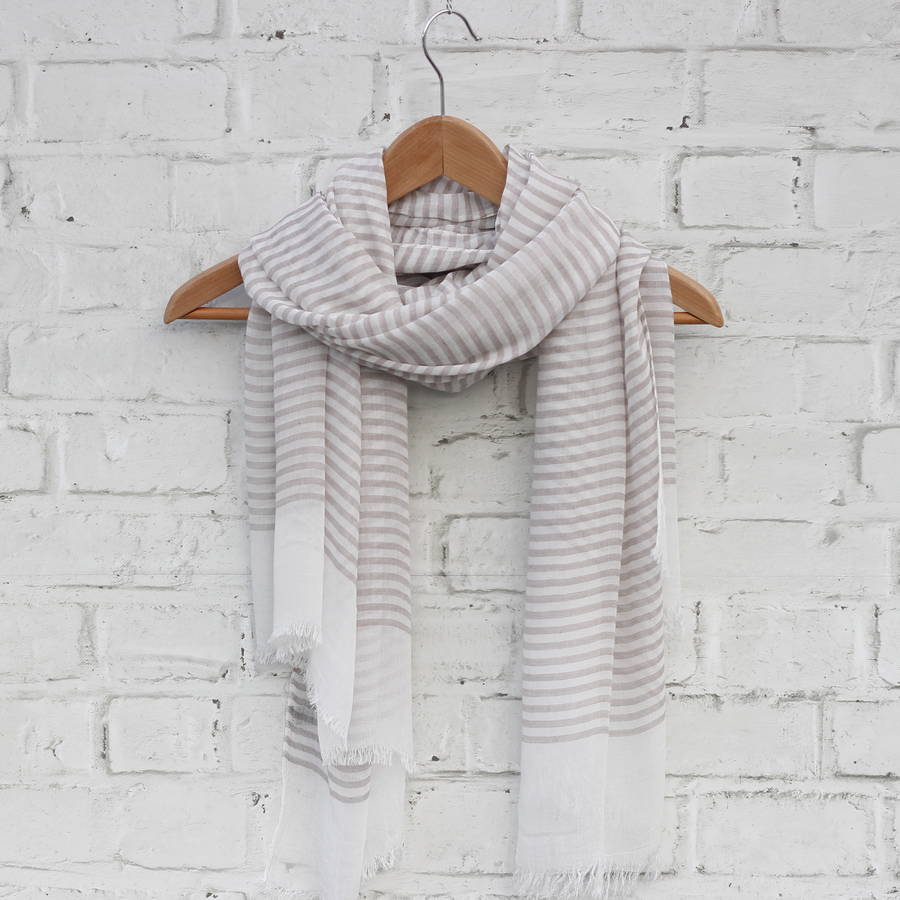 grey stripe scarf by molly & pearl | notonthehighstreet.com