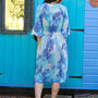 Aquamarine Blue Watercolour Print Silk Dress, thumbnail 5 of 6