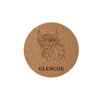 The Highlands 'Glencoe Highland Cow' Round Cork Coaster | Homeware | Tableware, 2 of 2