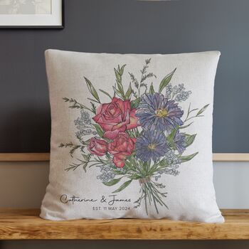 Birth Month Flower Couple Cushion, 2 of 8