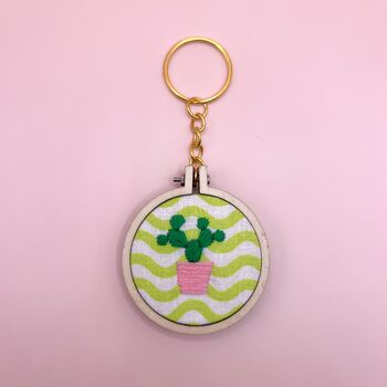 Hand Embroidered Keyring Cactus, 2 of 2