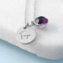 Personalised Silver Birthstone Crystal And Disc Necklace, thumbnail 6 of 12