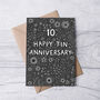 Tin Floral 10th Anniversary Card, thumbnail 1 of 2