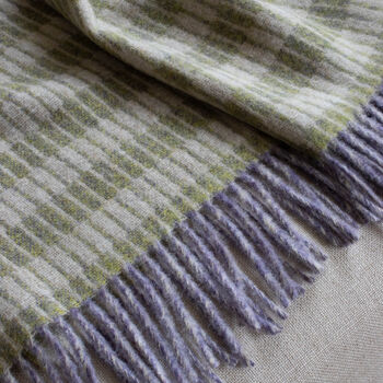 Green And Purple Patterned Merino Lambswool Throw, 2 of 5