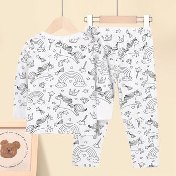Colour Me In Unicorn Pyjamas With Pens, 2 of 9
