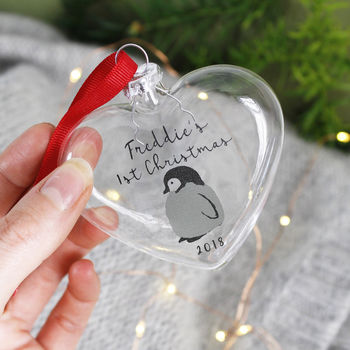 Baby's First Christmas Penguin Glass Bauble, 4 of 8