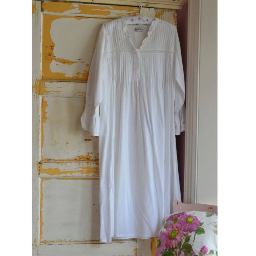 Ladies Long Sleeve Nightdress With Pintucking 'Anna' By Bluebelle and ...