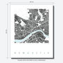 Newcastle Map Art Print Limited Edition, thumbnail 4 of 5