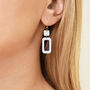 Pearlescent White And Navy Rectangle Earrings, thumbnail 2 of 7