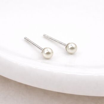 Sterling Silver White Freshwater Pearl Micro Stud Earrings – 3mm, 2 of 4