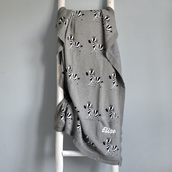 Personalised Zebra Baby Blanket Grey, 6 of 10