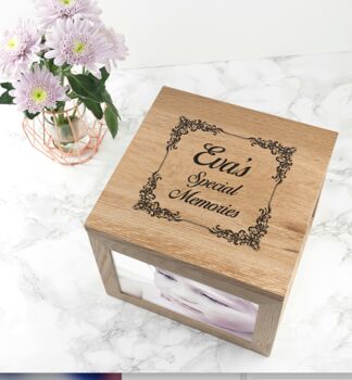 Personalised Large Oak Memory Box, 7 of 8