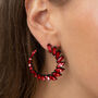 Large Red Crystal Spiral Hoop Earrings, thumbnail 1 of 3