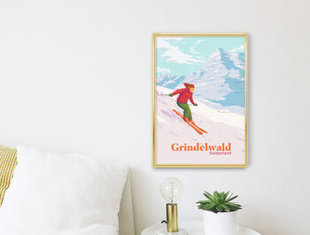 Grindelwald Ski Resort Switzerland Travel Poster Print, 3 of 8