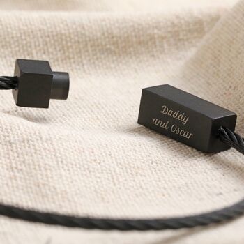 Personalised Men's Thin Wire Bracelet In Black, 3 of 5