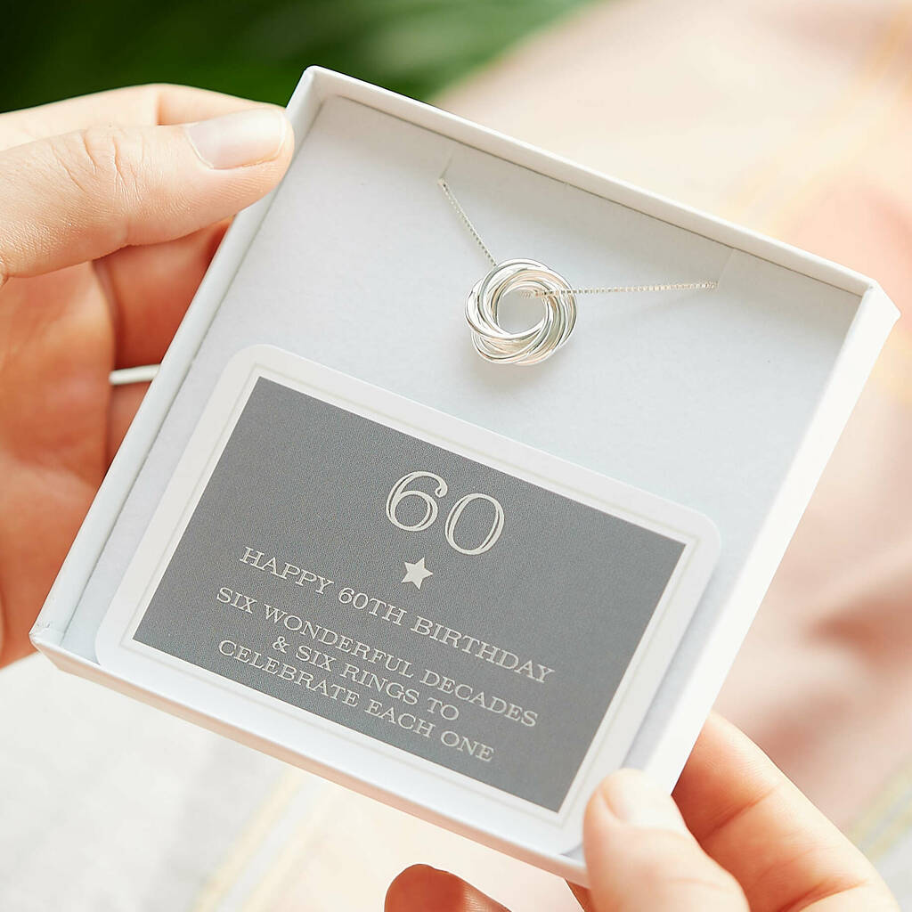 60th Birthday Sterling Silver Ring Necklace, 1 of 5