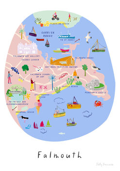 Map Of Falmouth, Cornwall Illustrated Art Print, 3 of 3