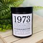 Personalised 50th 1973 Timeline Birthday Amber Candle, thumbnail 1 of 5