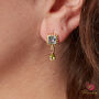 Blue Topaz, Tourmaline And Peridot Stud Drop Earrings, thumbnail 1 of 8