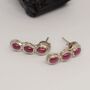 Red Ruby Silver Stud Earrings Set, thumbnail 1 of 7