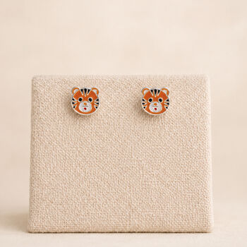 Sterling Silver Tiger Stud Earrings – 8mm X 6mm, 3 of 6
