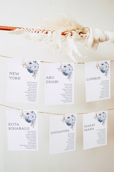 Wedding Seating Plan Cards Winter Blue Floral, 5 of 7